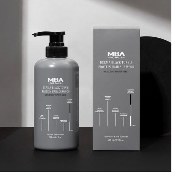 MBA 탈모완화 새치개선 두피영양 탈모케어 모발아 더마 블랙턴 앤 프로틴 헤어 샴푸 500ml, 500ml, 5개